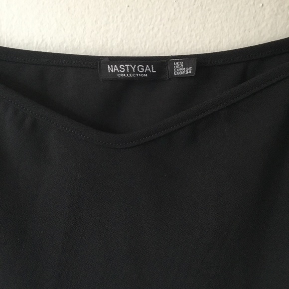 Nasty Gal Long Sleeve Faux Wrap Black Mini Dress Size 4 - Picture 5 of 8
